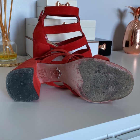 Prada Red Caged Block Heel - Picture 7 of 10